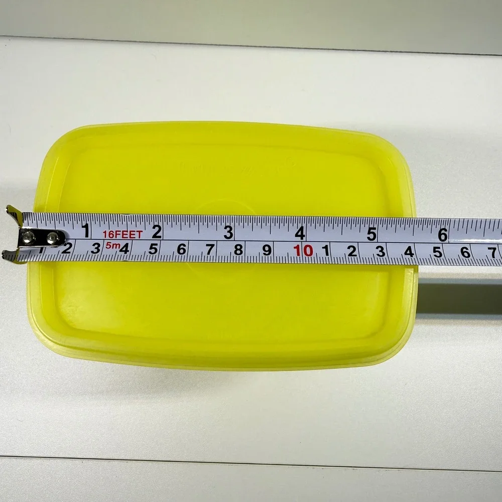 Tupperware Vintage Yellow Square Food Storage Container Lid 1244-5 Retro 5.5